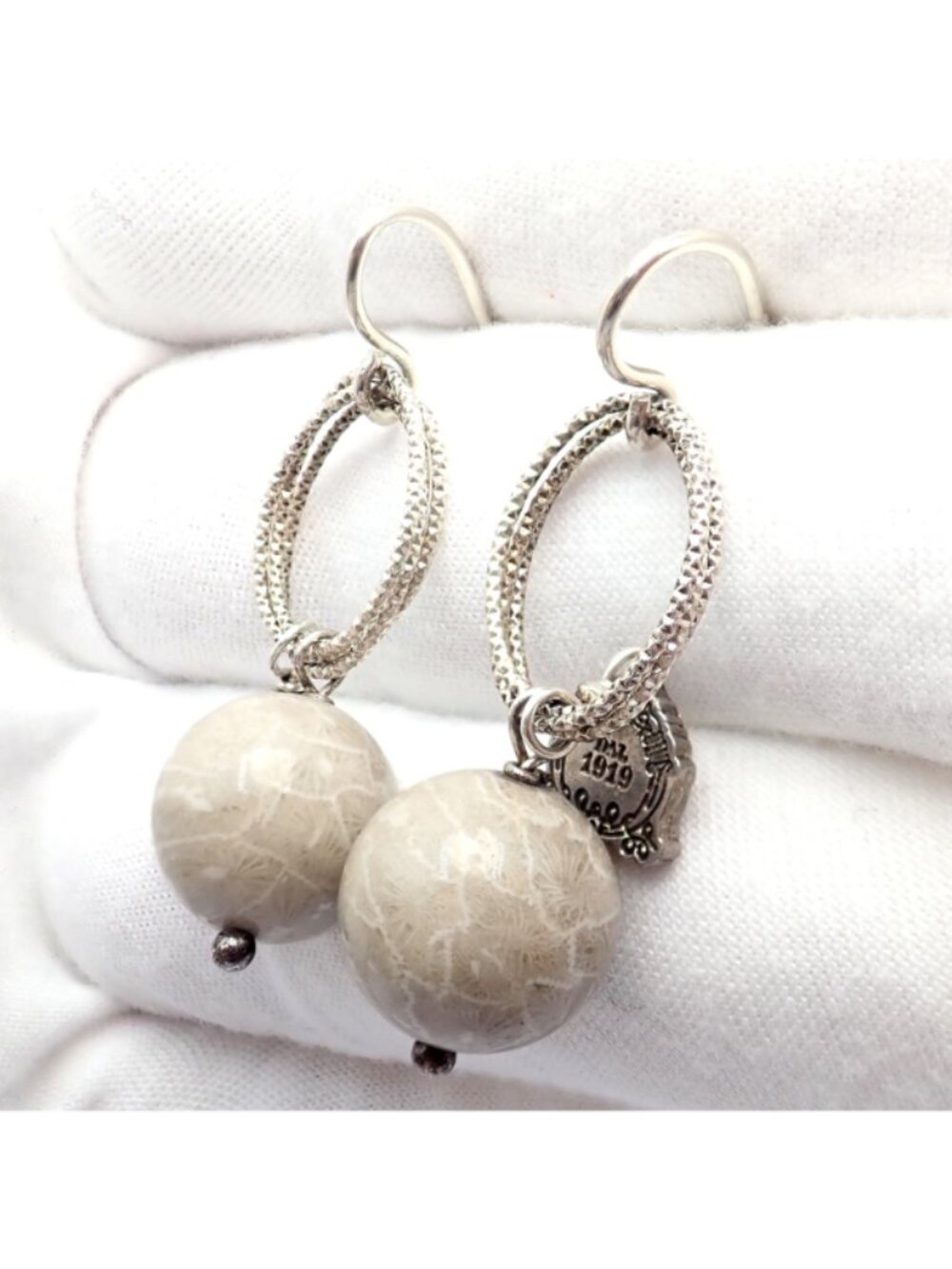 Rare! Mario Buccellati Free Time Silver Oval River Stone Earrings - Picture 6 of 8